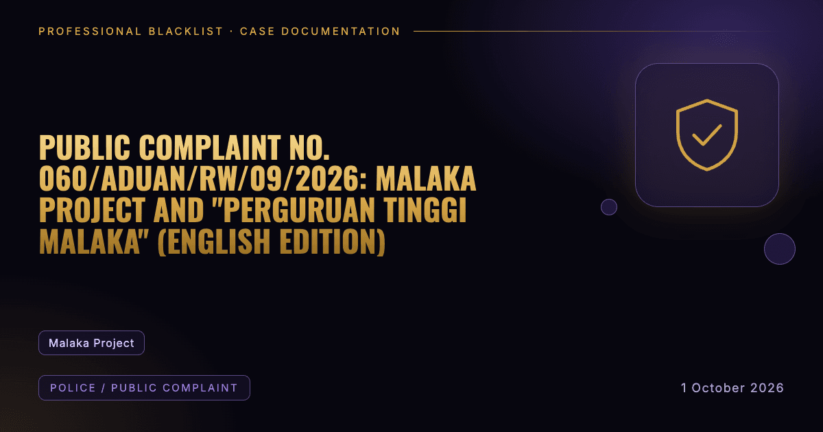 Header illustration: police / public complaint involving Malaka Project