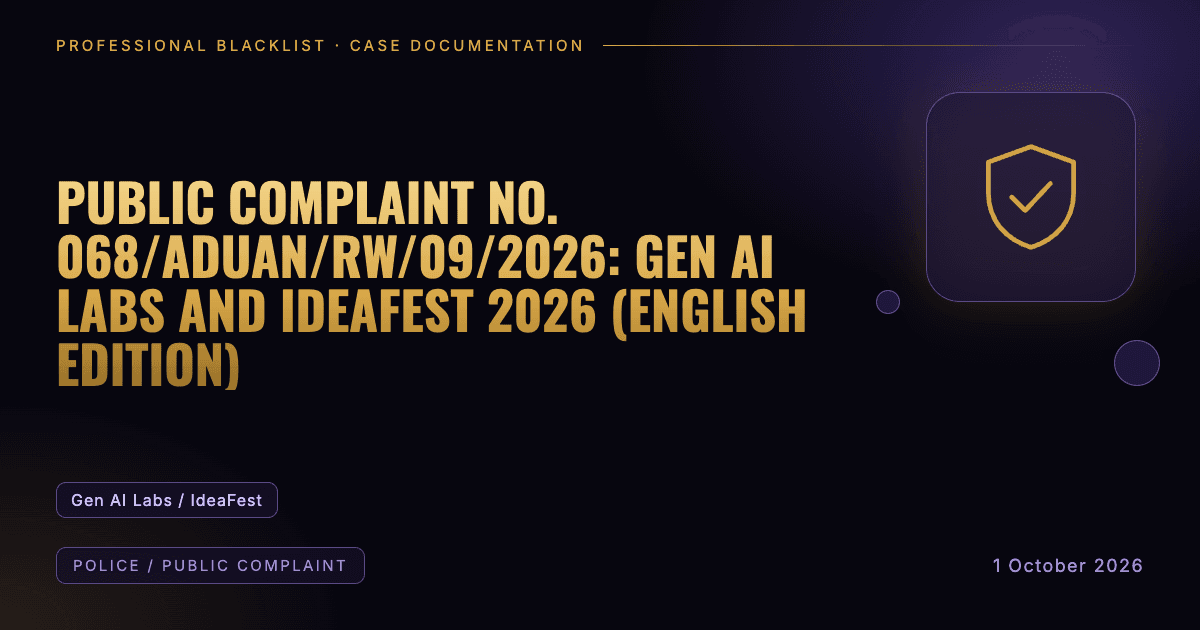 Header illustration: police / public complaint involving Gen AI Labs / IdeaFest