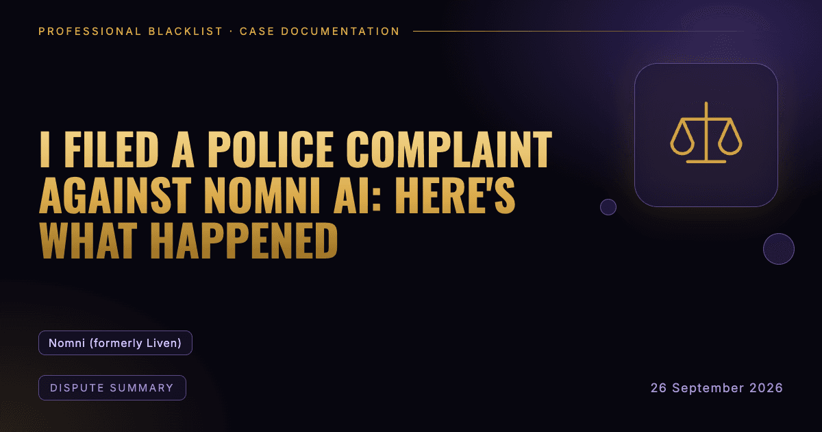 Header illustration: dispute summary involving Nomni (formerly Liven)