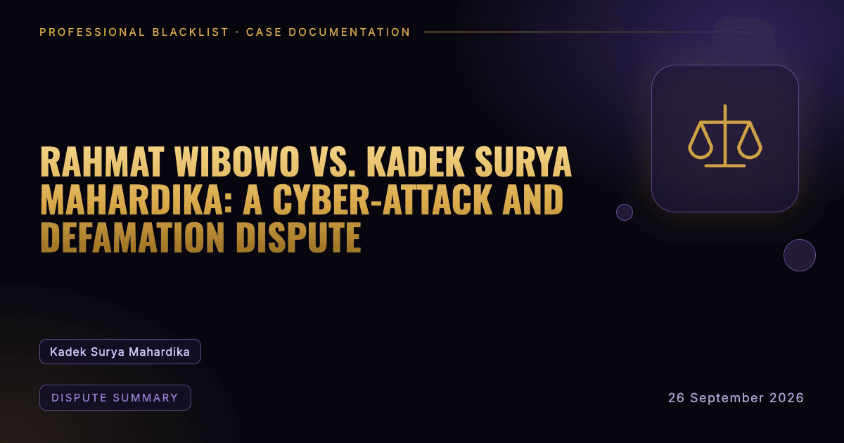 Header illustration: dispute summary involving Kadek Surya Mahardika