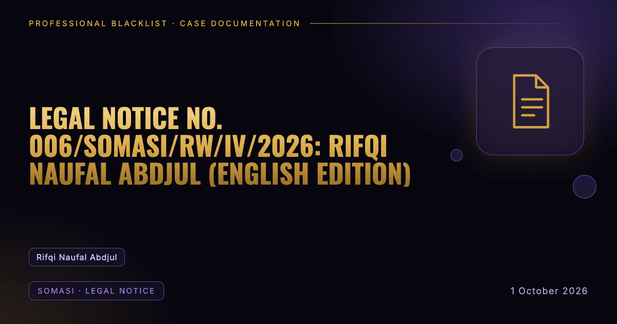 Header illustration: somasi · legal notice involving Rifqi Naufal Abdjul