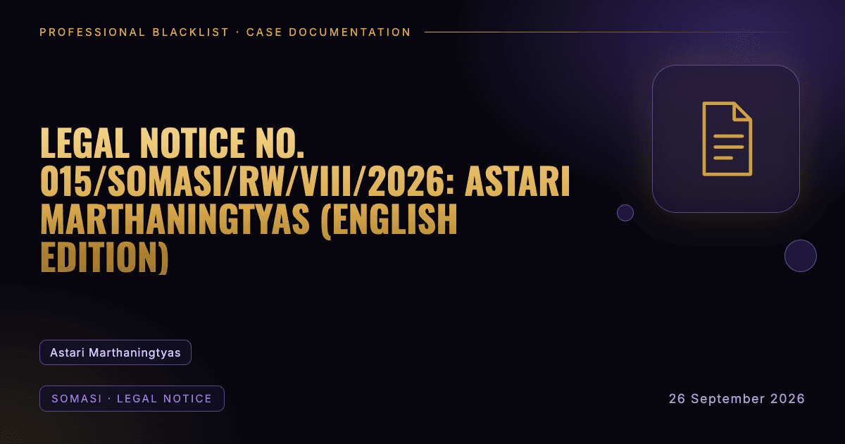 Header illustration: somasi · legal notice involving Astari Marthaningtyas