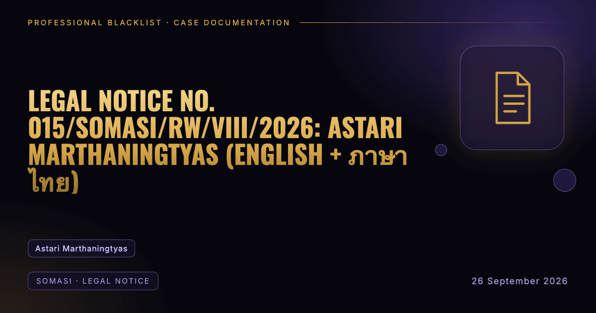 Header illustration: somasi · legal notice involving Astari Marthaningtyas