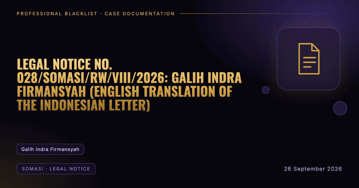 Header illustration: somasi · legal notice involving Galih Indra Firmansyah