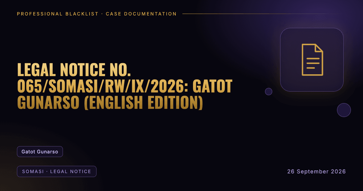 Header illustration: somasi · legal notice involving Gatot Gunarso