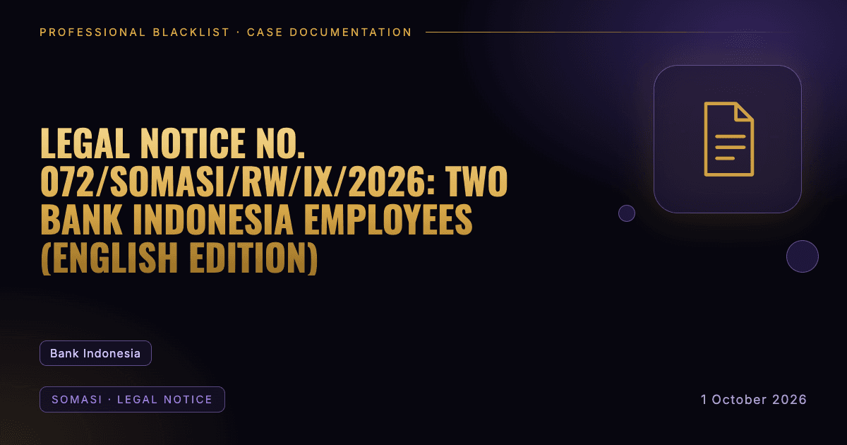 Header illustration: somasi · legal notice involving Bank Indonesia