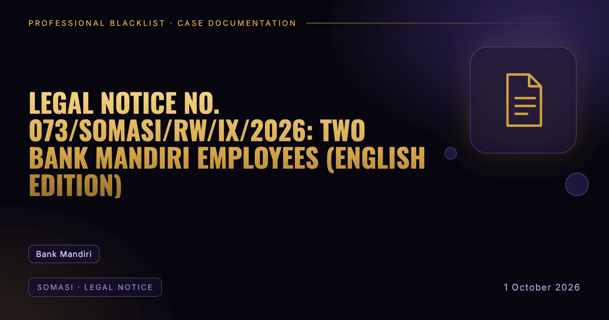 Header illustration: somasi · legal notice involving Bank Mandiri