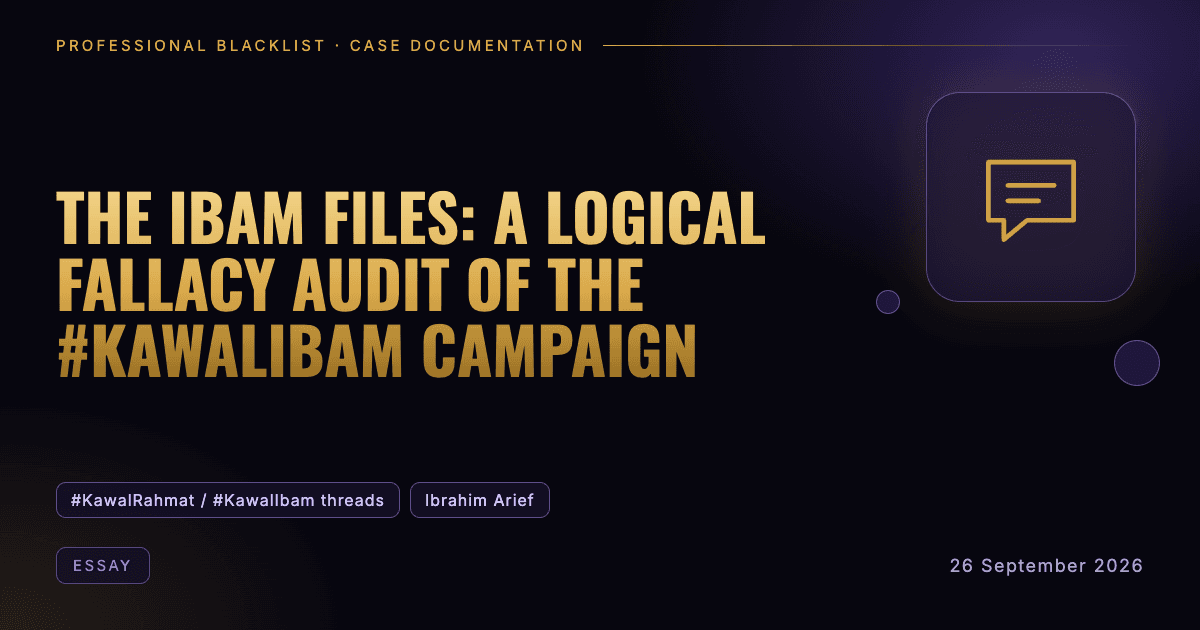 Header illustration: essay involving #KawalRahmat / #KawalIbam threads, Ibrahim Arief