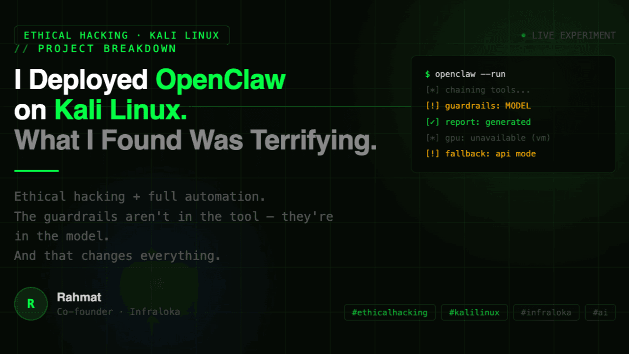 I Deployed OpenClaw on Kali Linux. What I Found Was Terrifying. By Rahmat Wibowo From Infraloka
