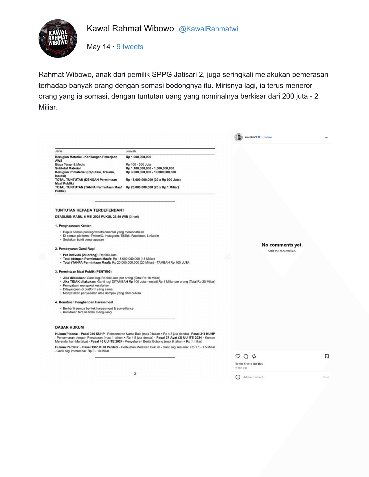 Analisis Risiko Hukum & Prediksi Putusan — Study Case of Kawalrahmatthread5