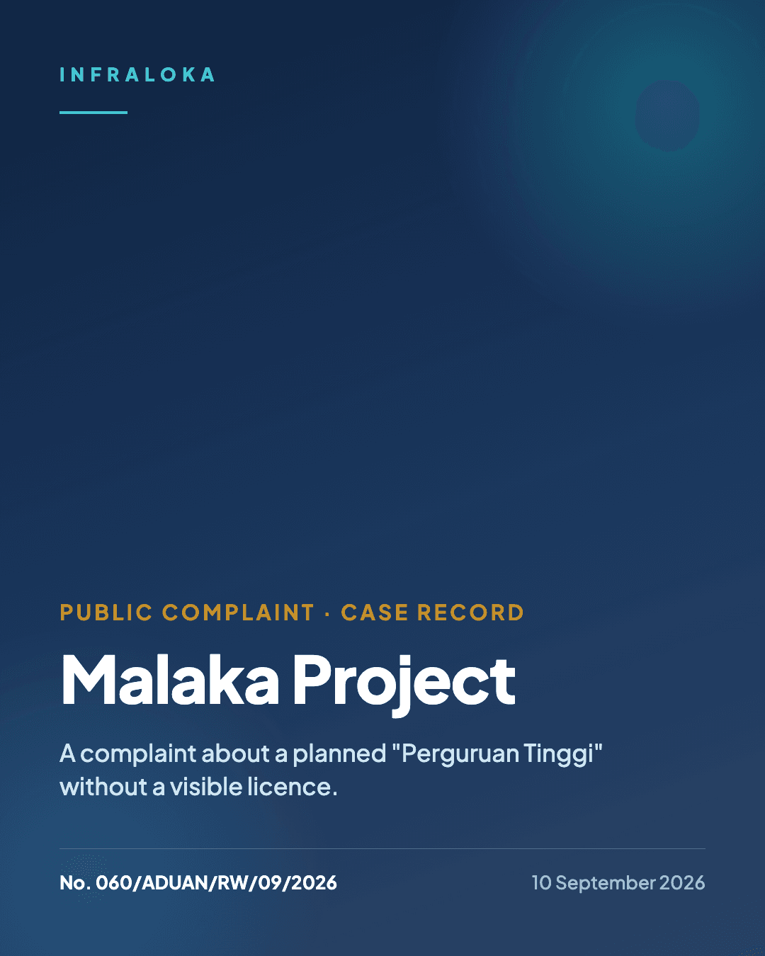 Case record: Public Complaint No. 060/ADUAN/RW/09/2026, Malaka Project