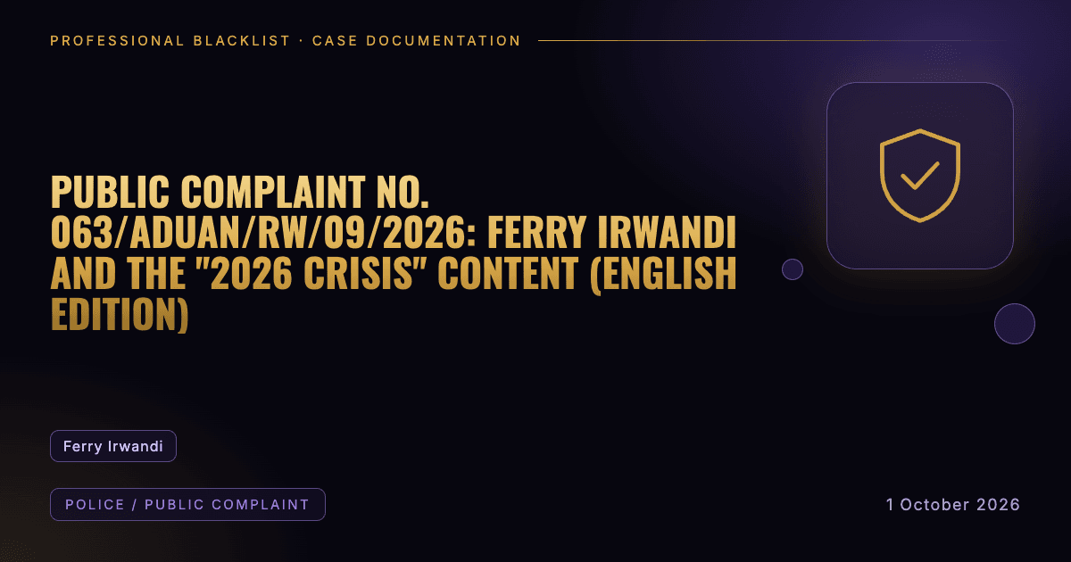 Header illustration: police / public complaint involving Ferry Irwandi