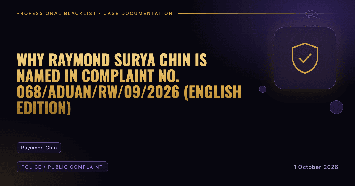 Header illustration: police / public complaint involving Raymond Chin