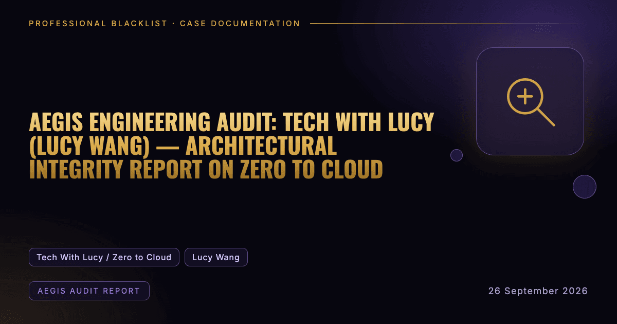 Header illustration: aegis audit report involving Tech With Lucy / Zero to Cloud, Lucy Wang