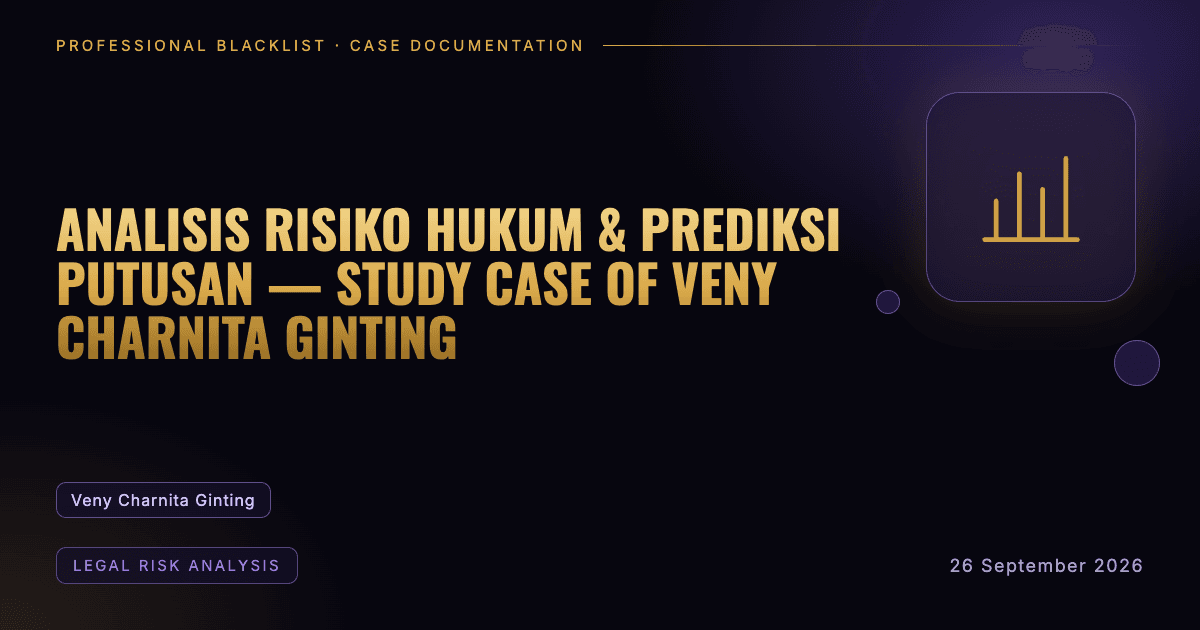 Header illustration: legal risk analysis involving Veny Charnita Ginting