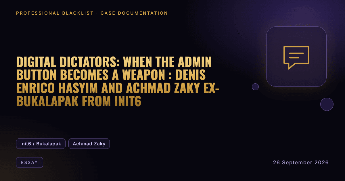 Header illustration: essay involving Init6 / Bukalapak, Achmad Zaky