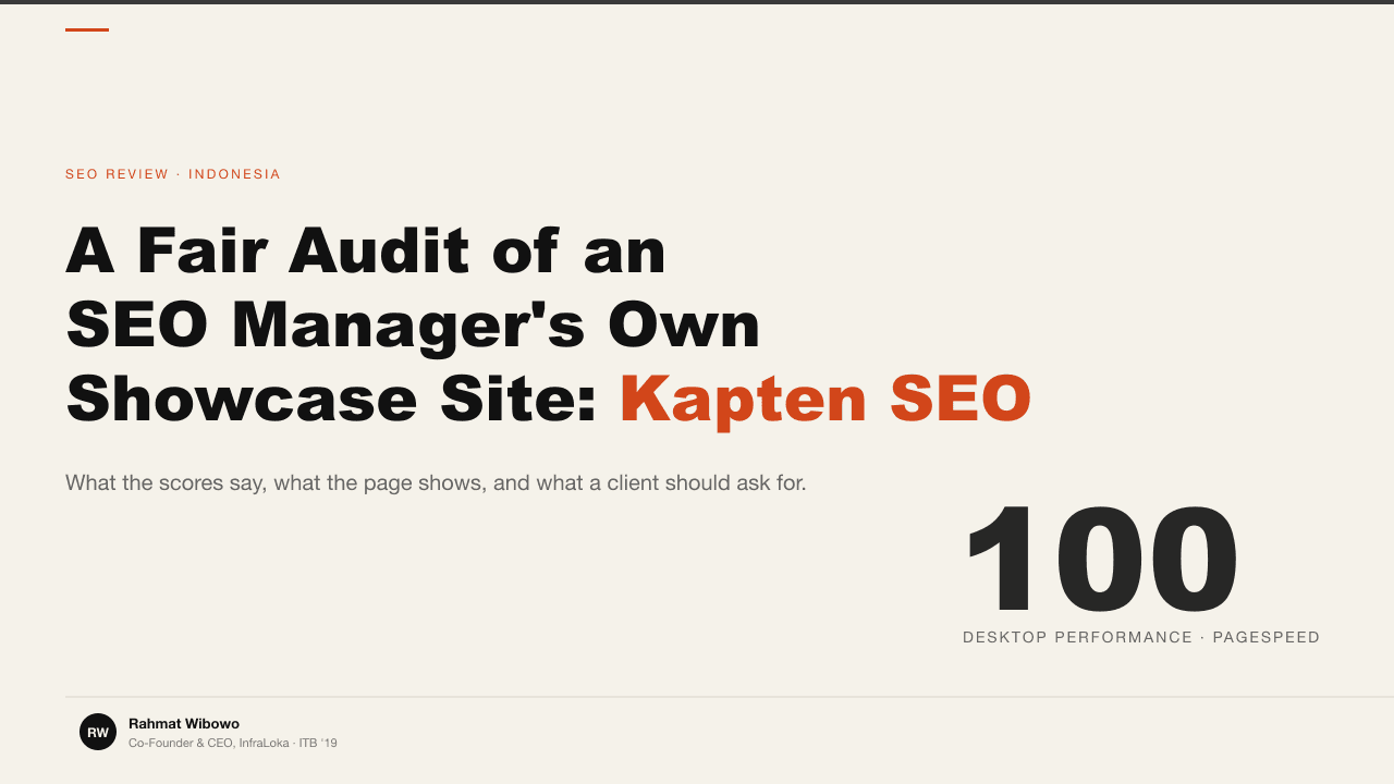 A fair audit of an SEO manager's own showcase site: Kapten SEO