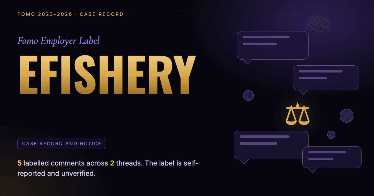 Header illustration: Fomo employer label eFishery, case record and notice