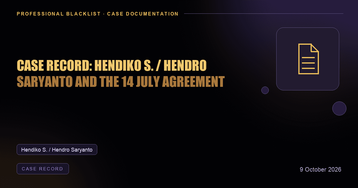Header illustration: case record involving Hendiko S. / Hendro Saryanto
