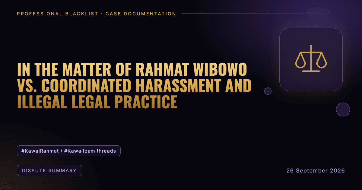 Header illustration: dispute summary involving #KawalRahmat / #KawalIbam threads