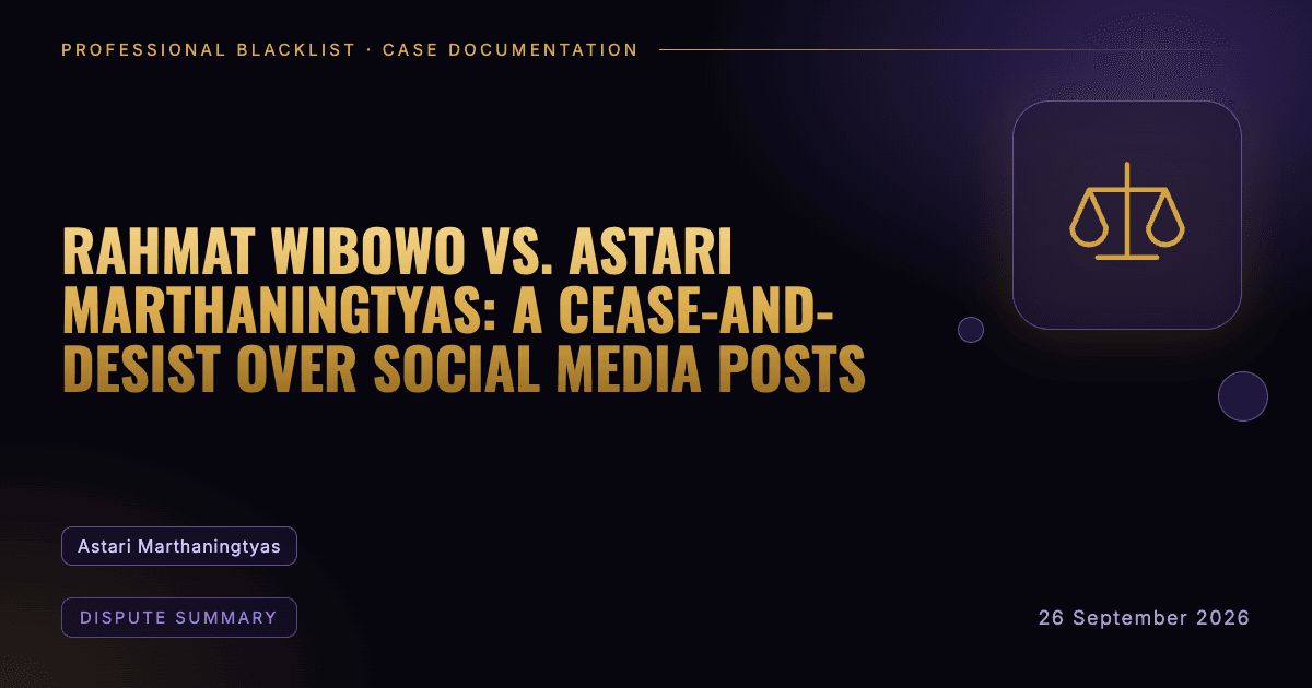Header illustration: dispute summary involving Astari Marthaningtyas