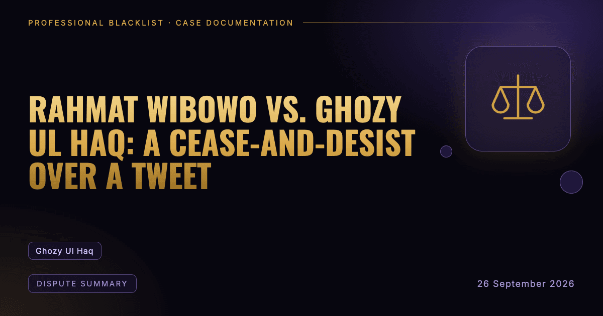 Header illustration: dispute summary involving Ghozy Ul Haq