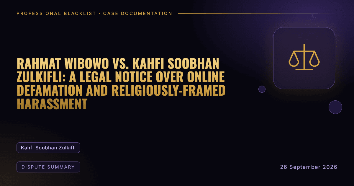 Header illustration: dispute summary involving Kahfi Soobhan Zulkifli
