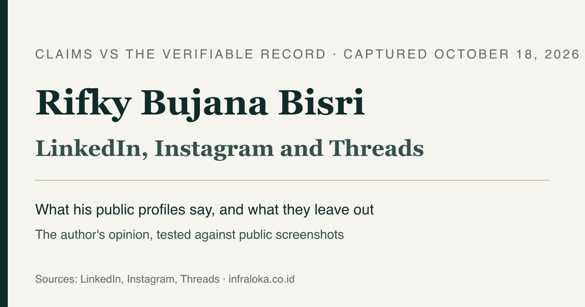 Rifky Bujana Bisri: claims vs the verifiable record