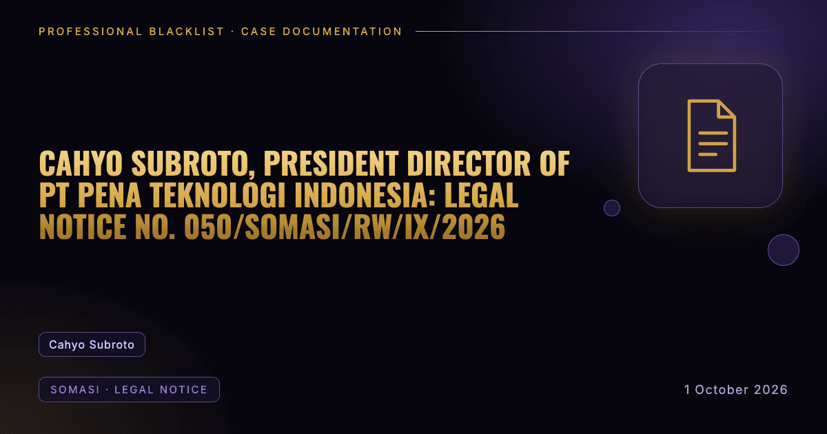 Header illustration: somasi · legal notice involving Cahyo Subroto