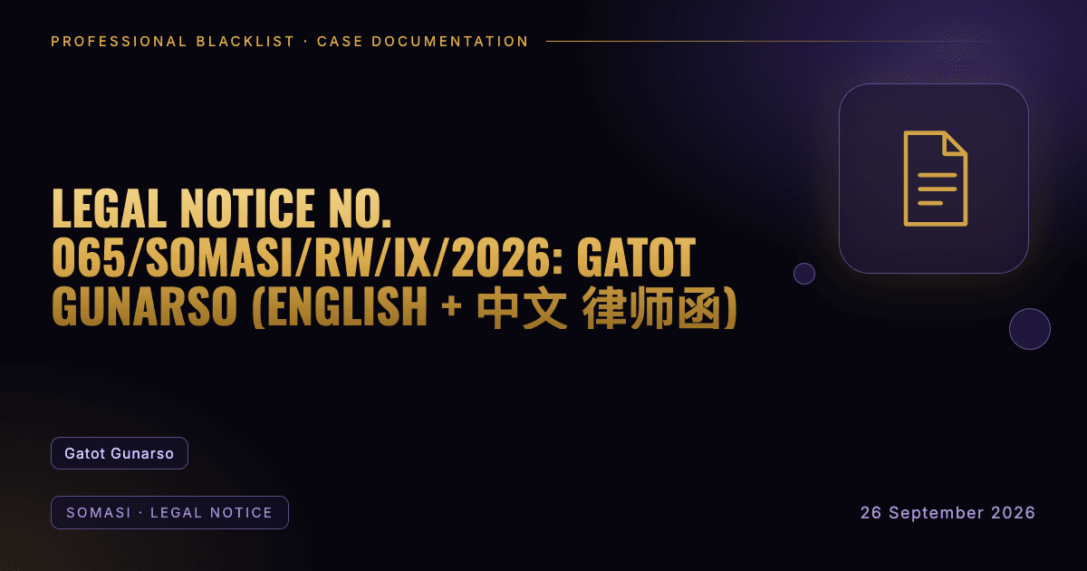 Header illustration: somasi · legal notice involving Gatot Gunarso
