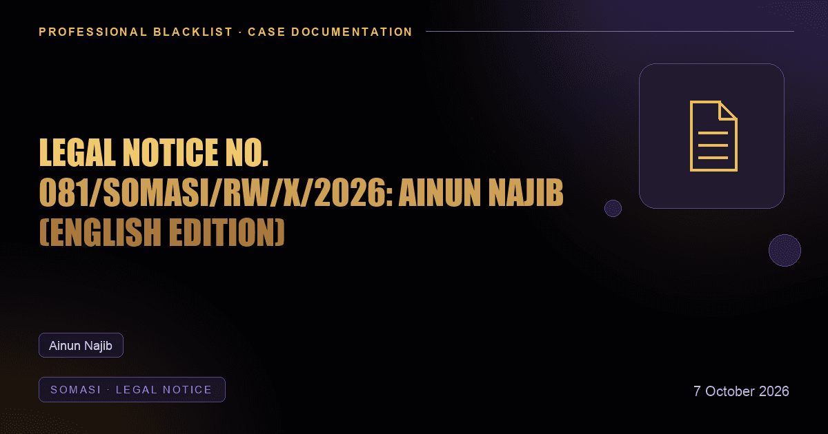 Header illustration: somasi · legal notice involving Ainun Najib