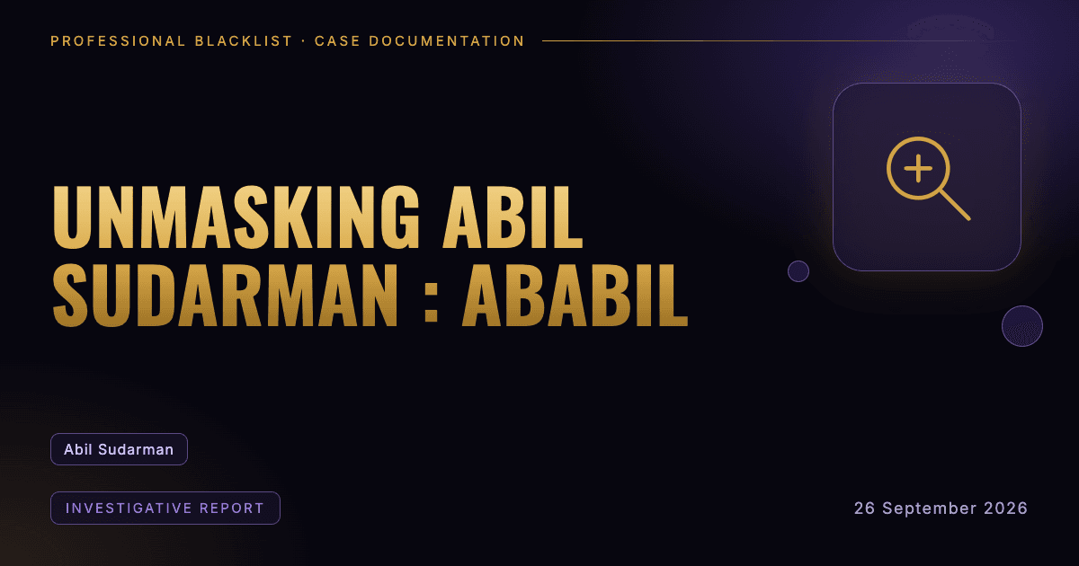 Header illustration: investigative report involving Abil Sudarman