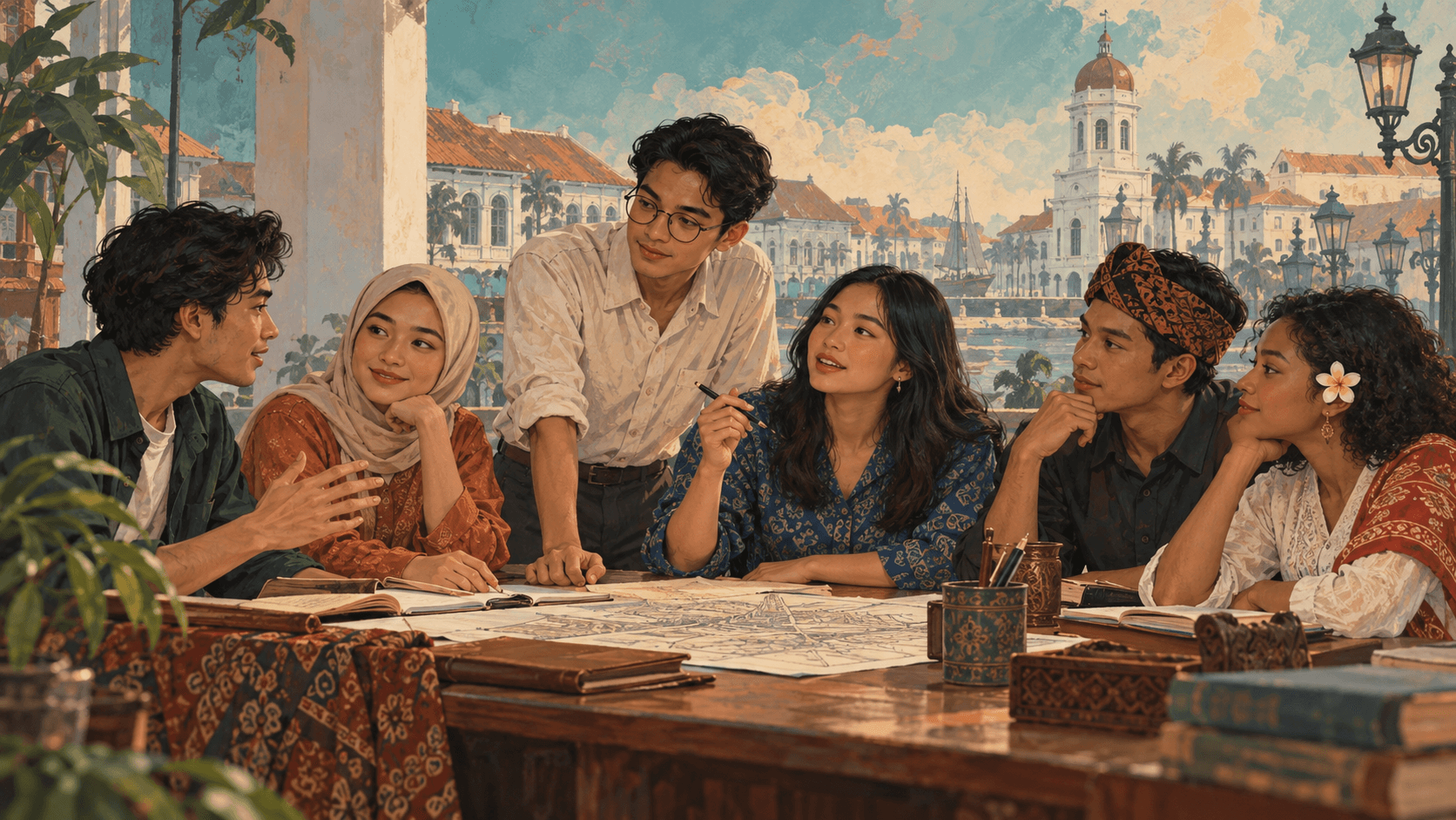 Young Indonesians gathering to share ideas