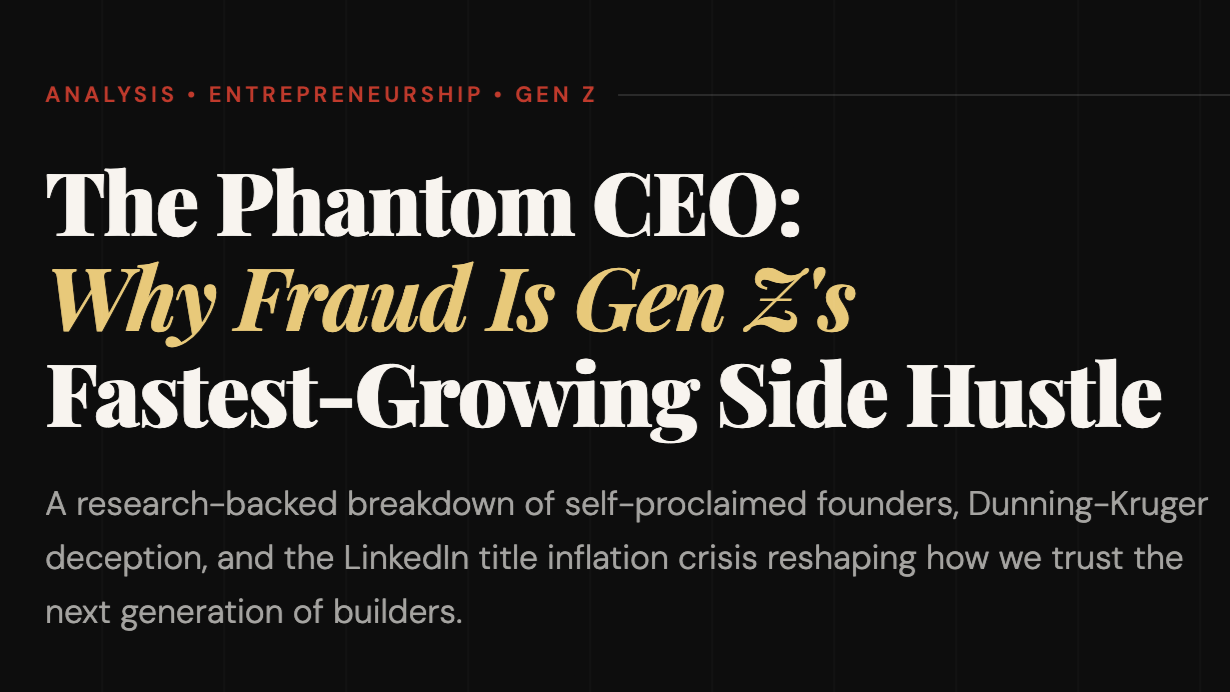 The Phantom CEO: Why Fraud Is Gen Z's Fastest-Growing Side Hustle
