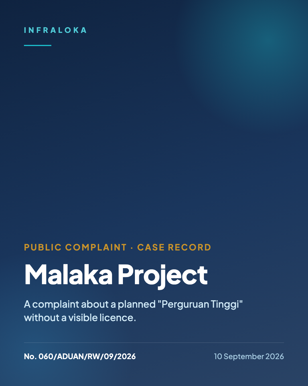 Case record: Public Complaint No. 060/ADUAN/RW/09/2026, Malaka Project