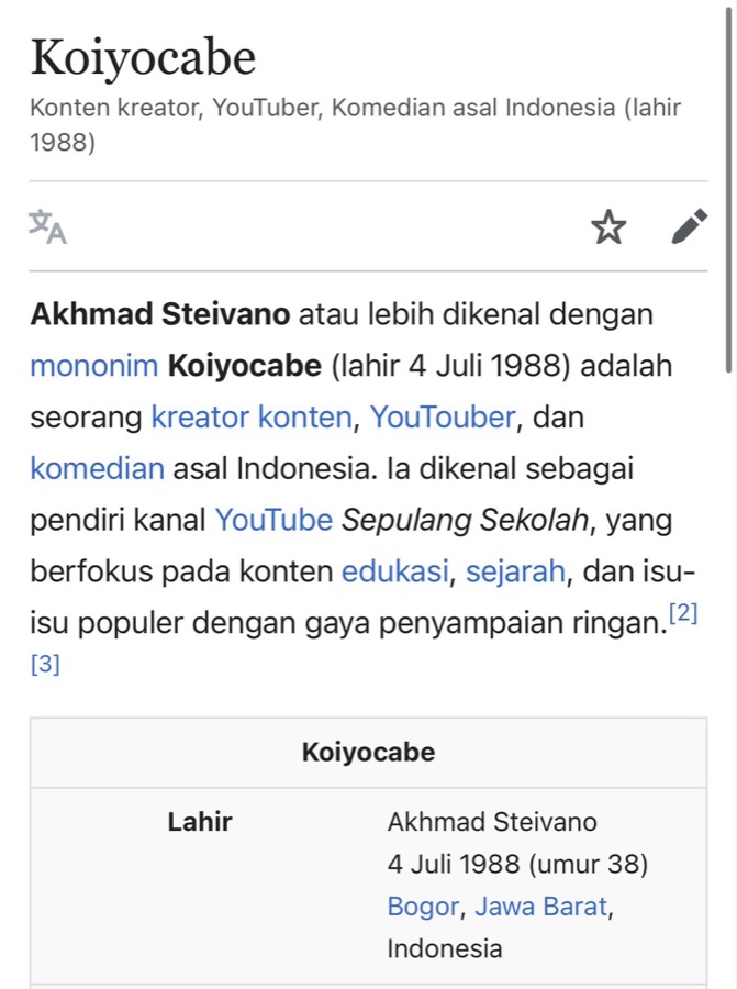 Evidence E-2: a public profile of Mr. Akhmad Steivano, known as Koiyocabe