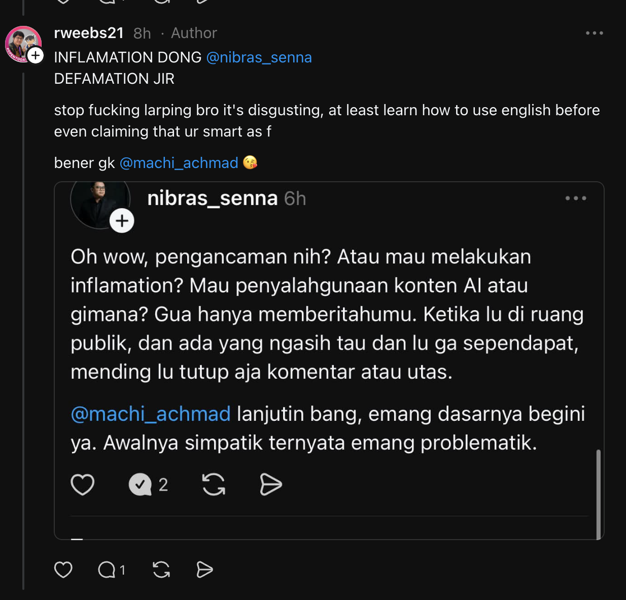 Rahmat publicly mocking a spelling mistake and escalating the exchange