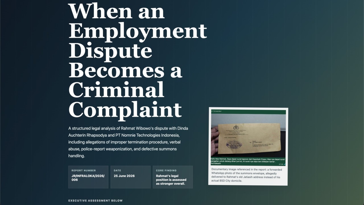 When an Employment Dispute Becomes a Criminal Complaint: Nomni Nomni.AI Study Case Under Shahrooz Chowdhury and Dinda Rhapsodya the HR that Made It