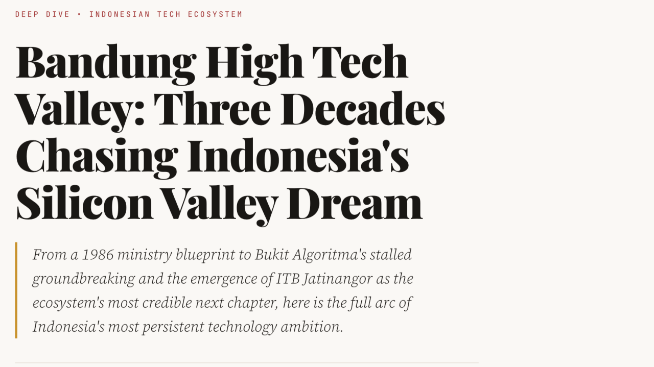 Bandung High Tech Valley: Three Decades Chasing Indonesia's Silicon Valley Dream