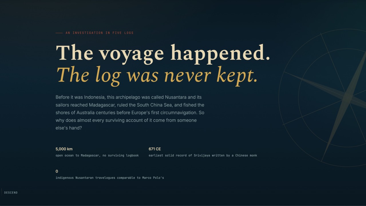 The voyage happened. The log was never kept.
