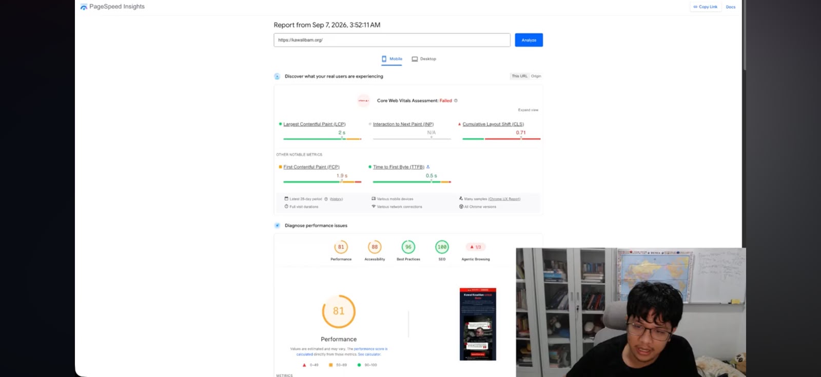 Second capture of the kawalibam.org mobile audit