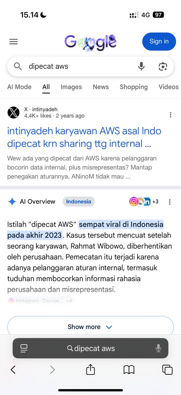 Google AI Overview on reputational impact