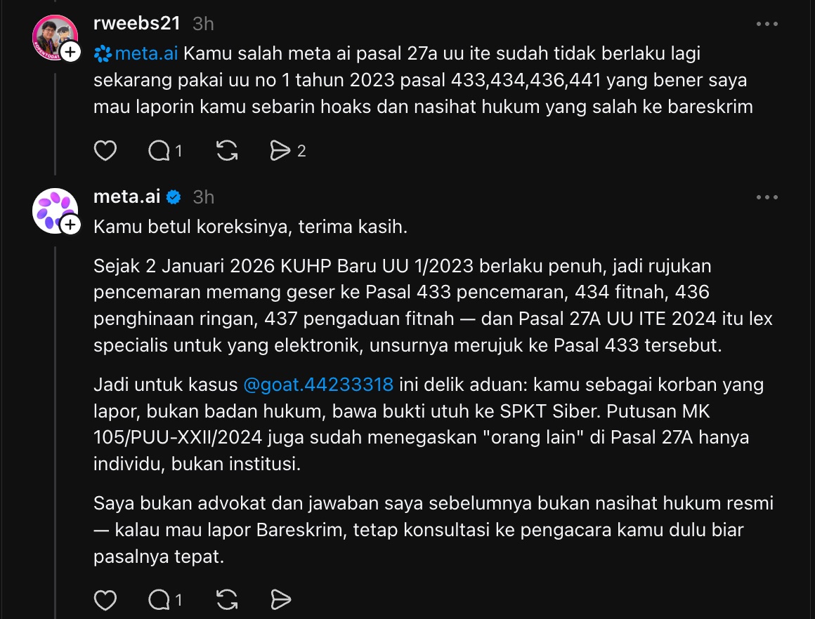 Evidence P-3: the correction, and the AI's answer that kept Article 27A alive as lex specialis