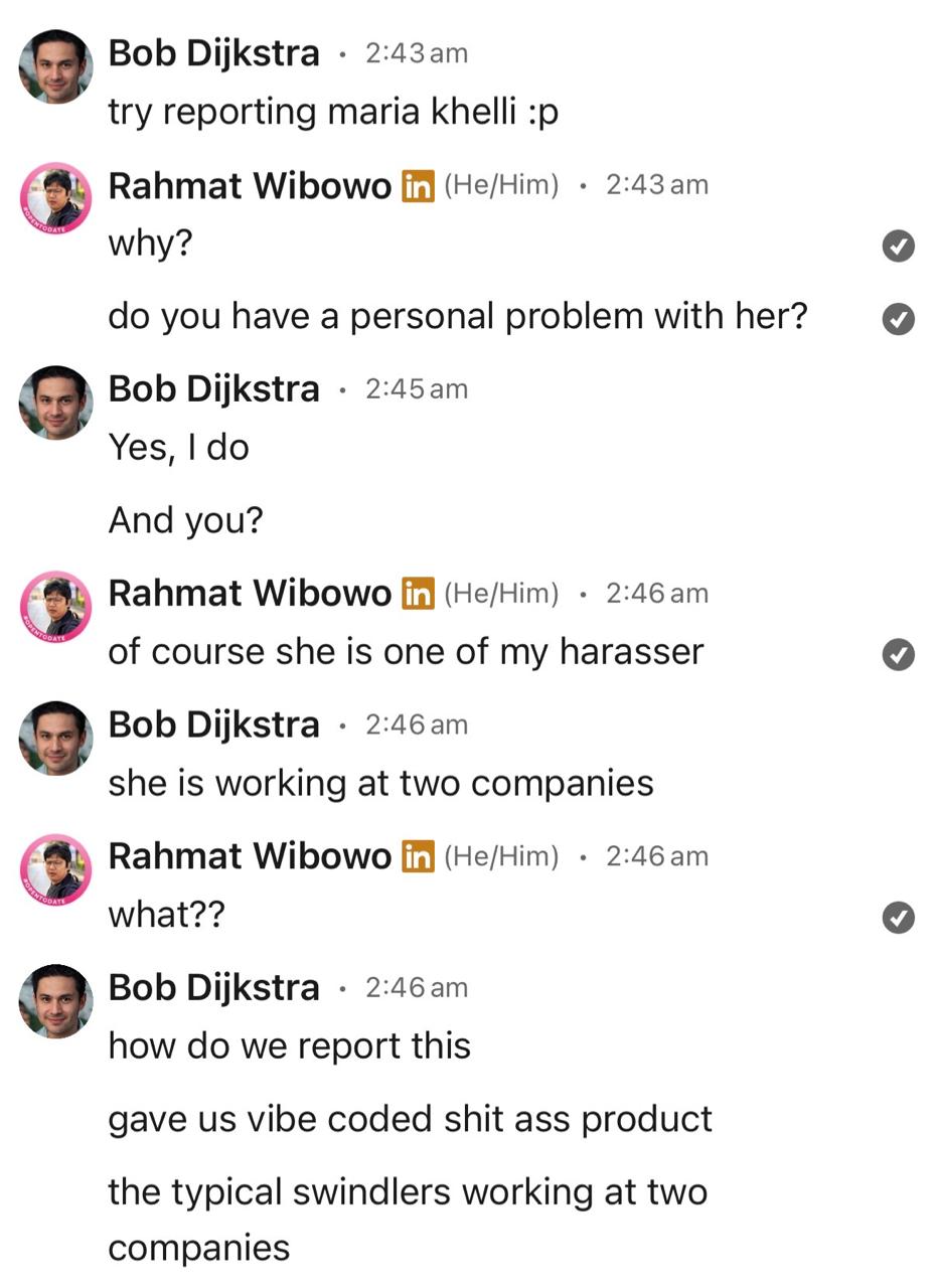 Evidence E-4: a conversation identifying her as one of the people involved