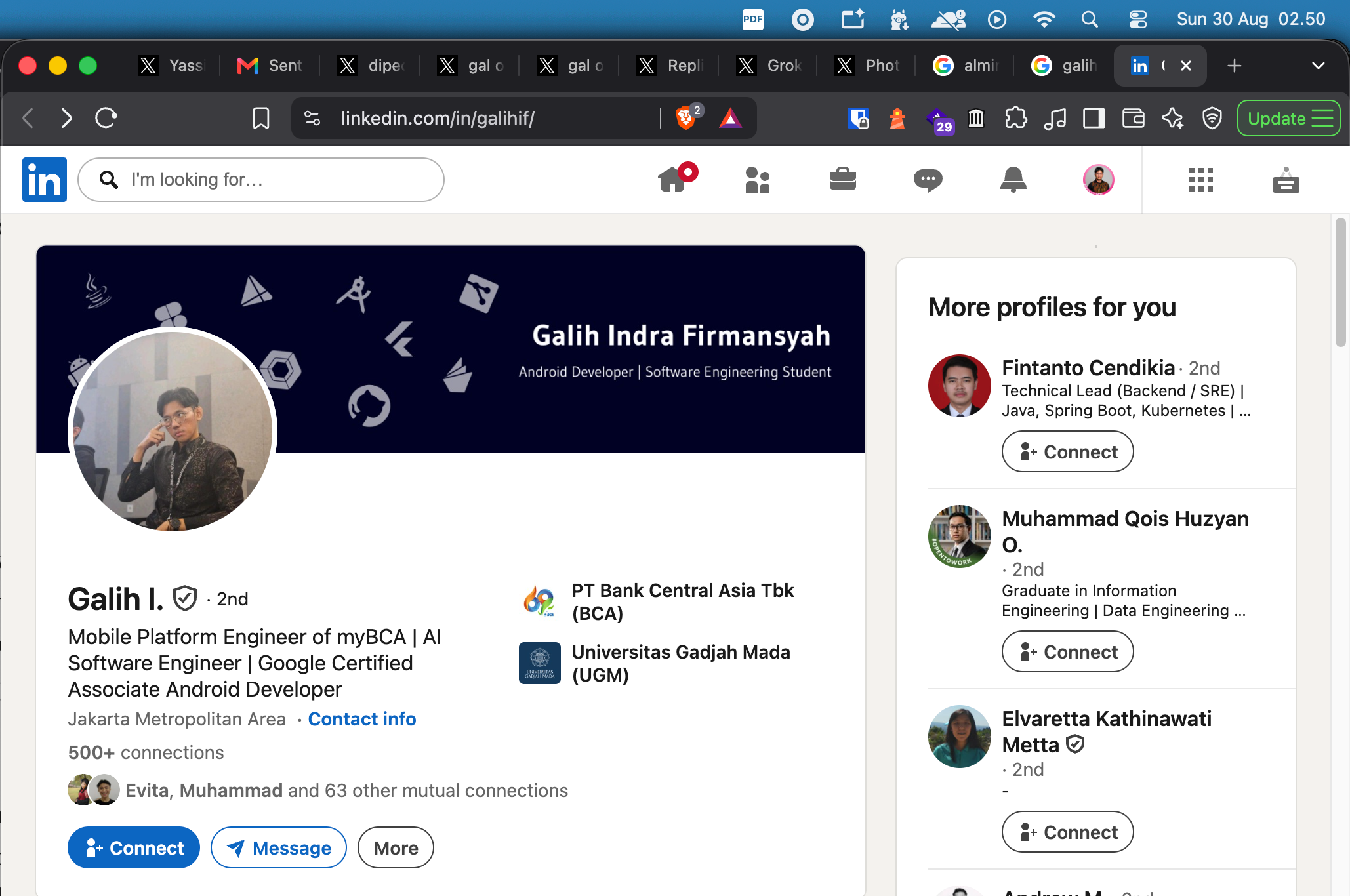 Annex image 1 (Evidence B-1): LinkedIn profile in the name Galih Indra Firmansyah