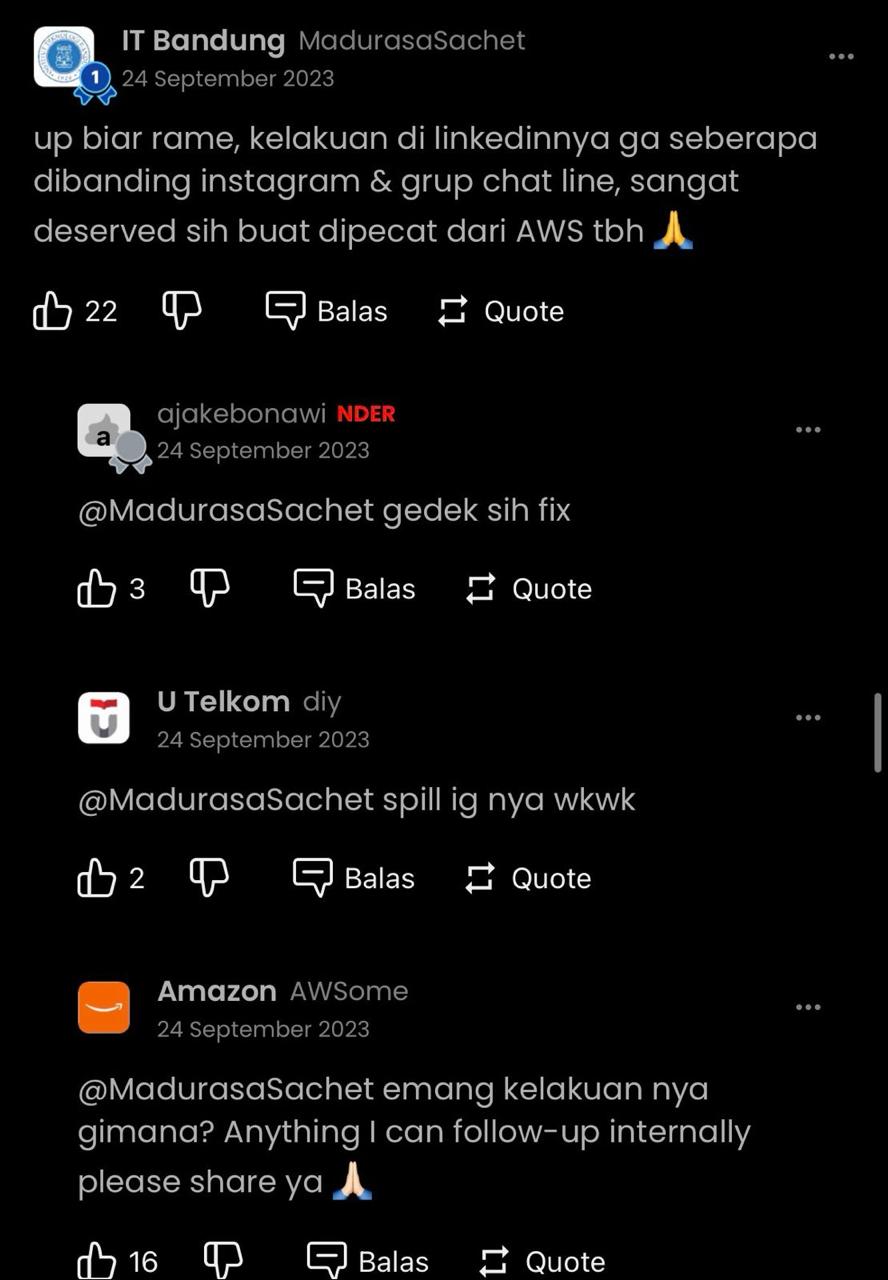 Annex image 1: screenshot of a public forum post by an account using the name "Amazon AWSome", 24 September 2023