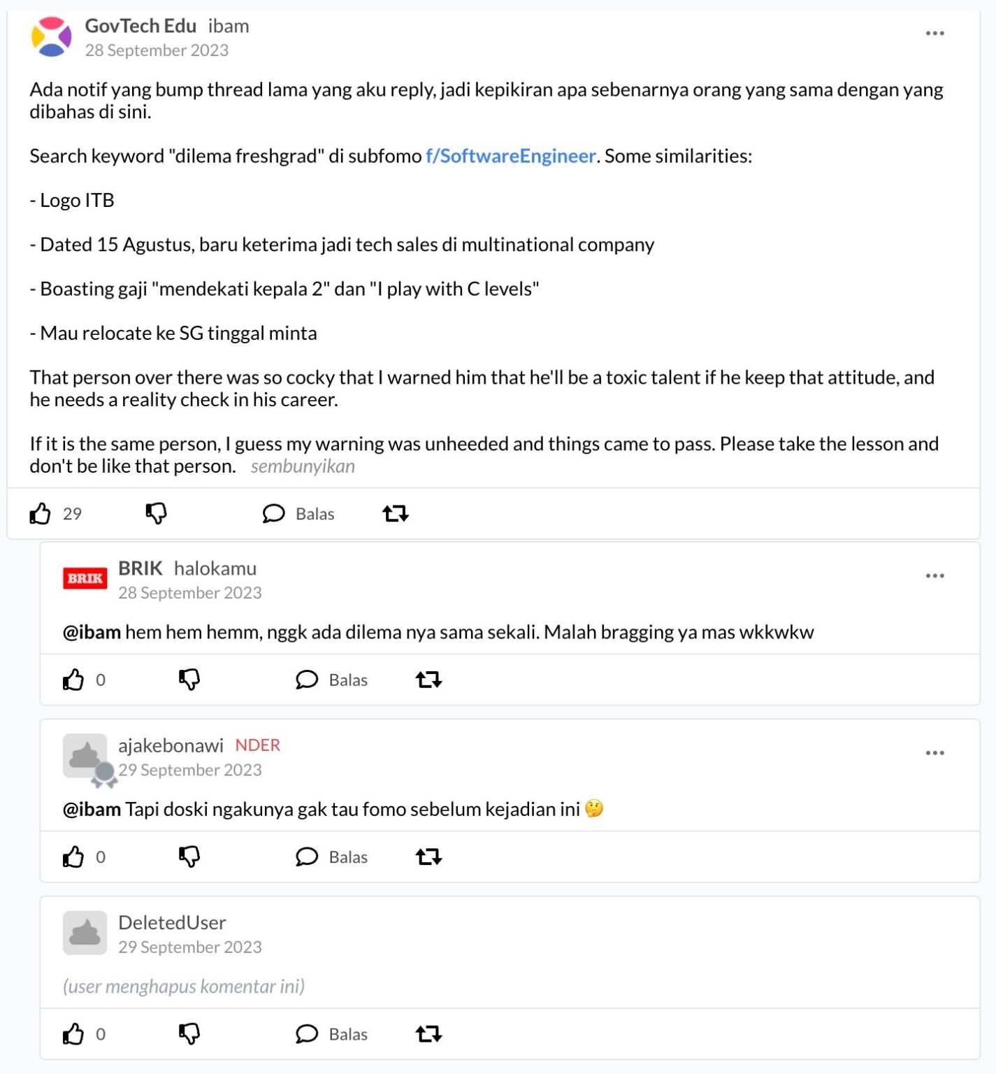 Evidence B-3: comment of 28 September 2023 listing details from my earlier posts
