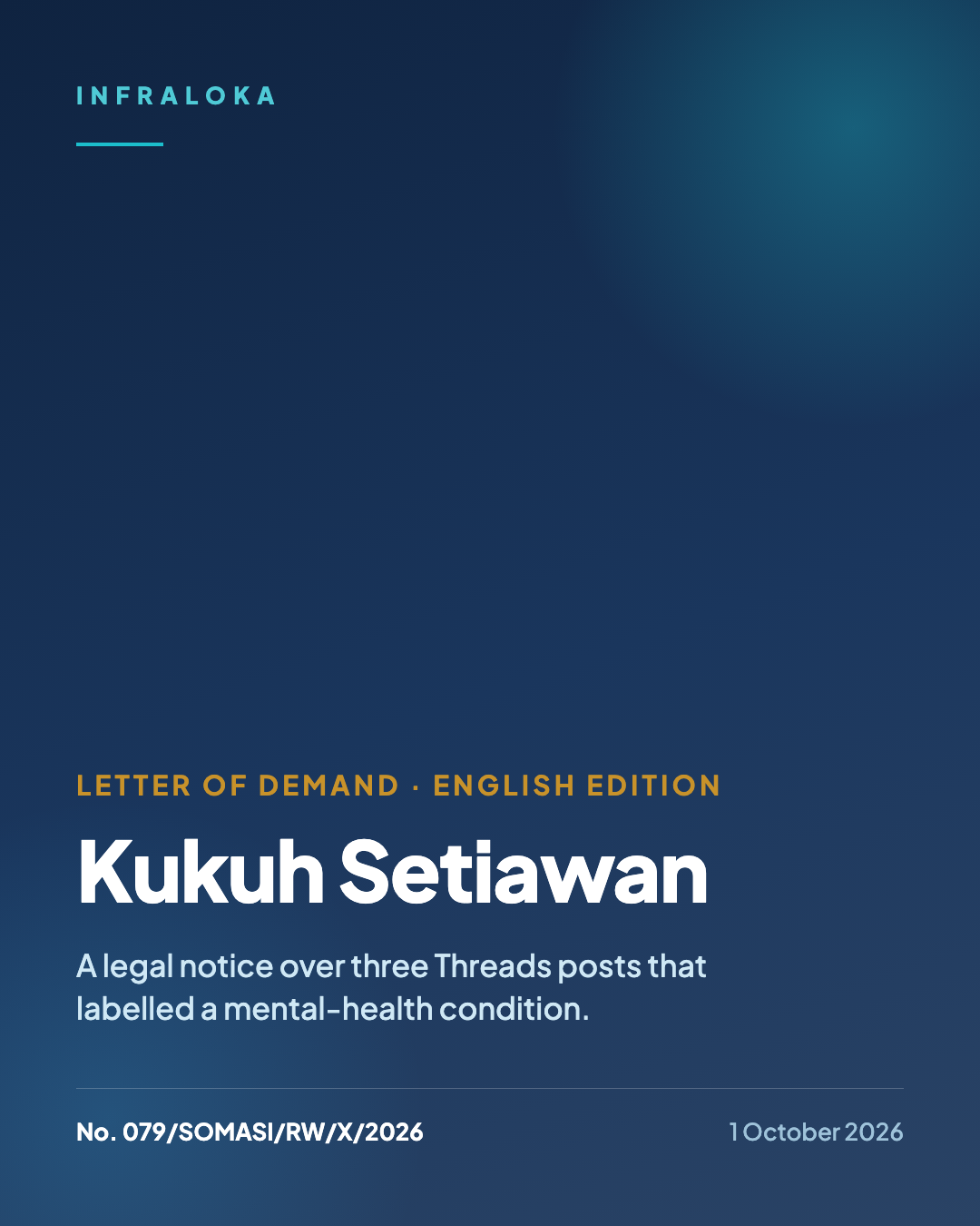 Case record: Legal Notice No. 079/SOMASI/RW/X/2026, Kukuh Setiawan