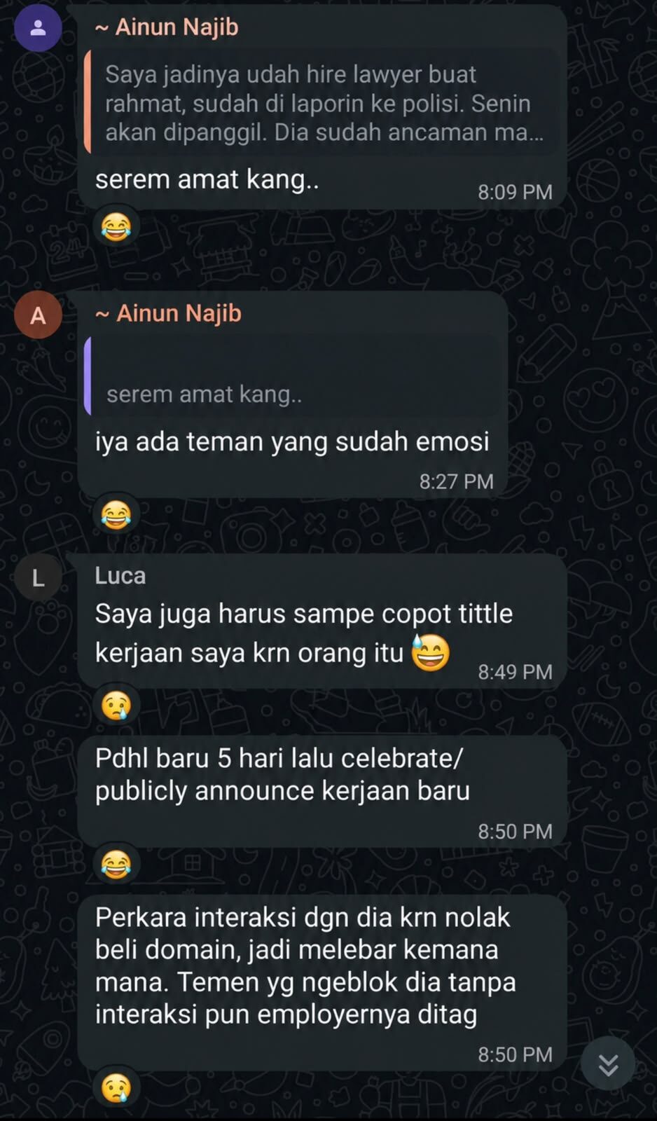 Evidence A-2: the later exchange in the group