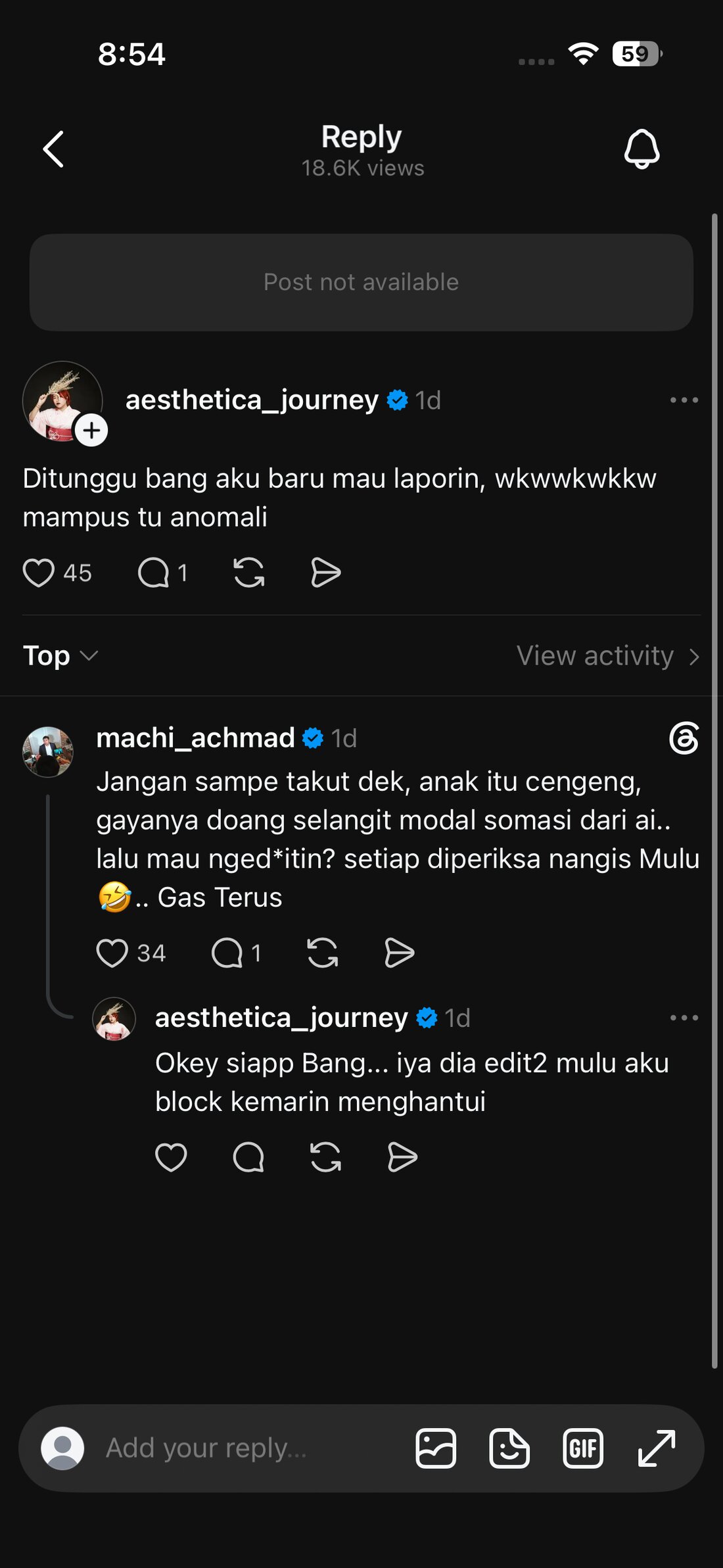 Evidence B-1: her reply in the thread with machi_achmad